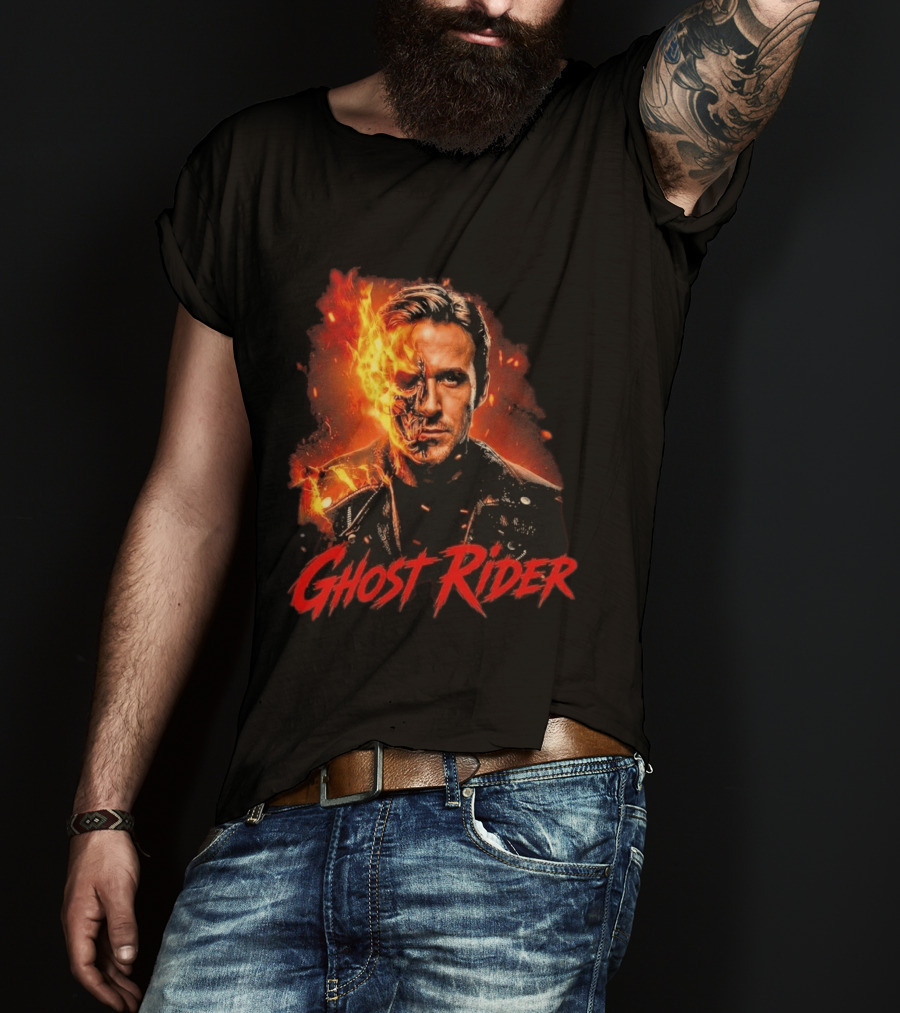 Ryan Gosling Ghost Rider Fiery Half Face Marvel T-Shirt