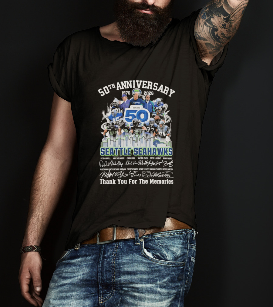 Seattle Seahawks 50th Anniversary 1976 2023 Thank You For The Memories T-Shirt