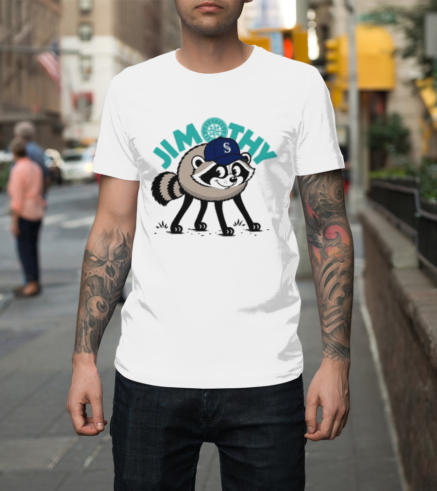 Jimothy Raccoon Mariners Baseball Cap T-Shirt