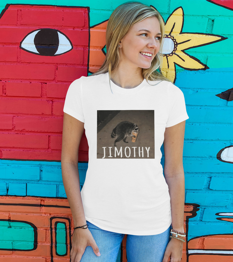 Jimothy Raccoon Carrying Iced Coffee Meme Animal Lover T-Shirt