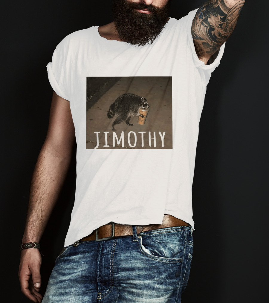 Jimothy Raccoon Carrying Iced Coffee Meme Animal Lover T-Shirt