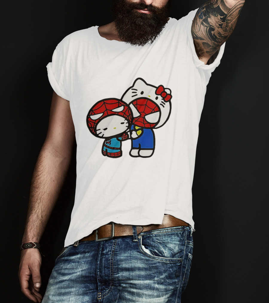 Kitty Hug Spider Man Mask Cute T-Shirt