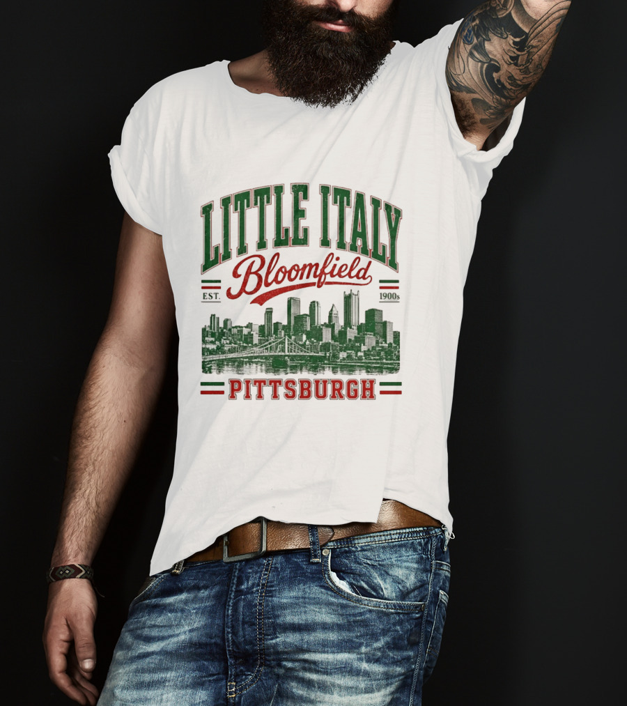Little Italy Bloomfield Pittsburgh Est. 1900s Skyline Heritage T-Shirt