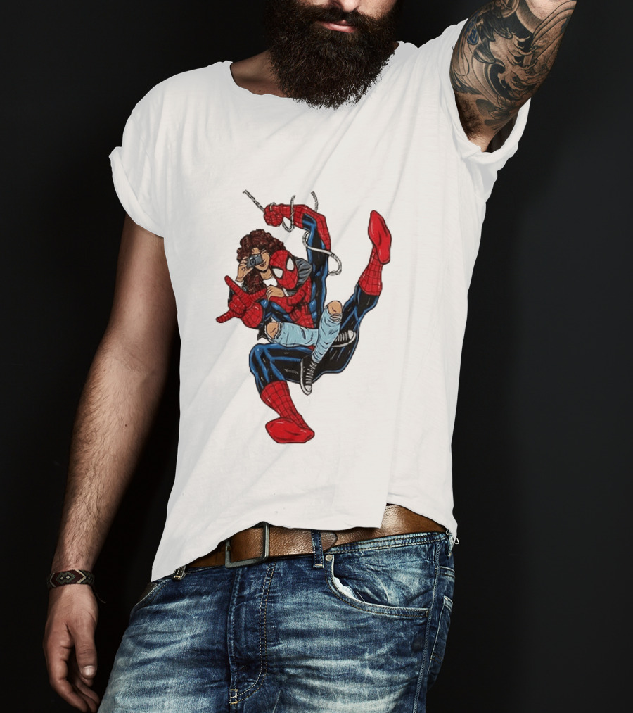 Spider Man The Heart Behind The Hero Photography Pose T-Shirt