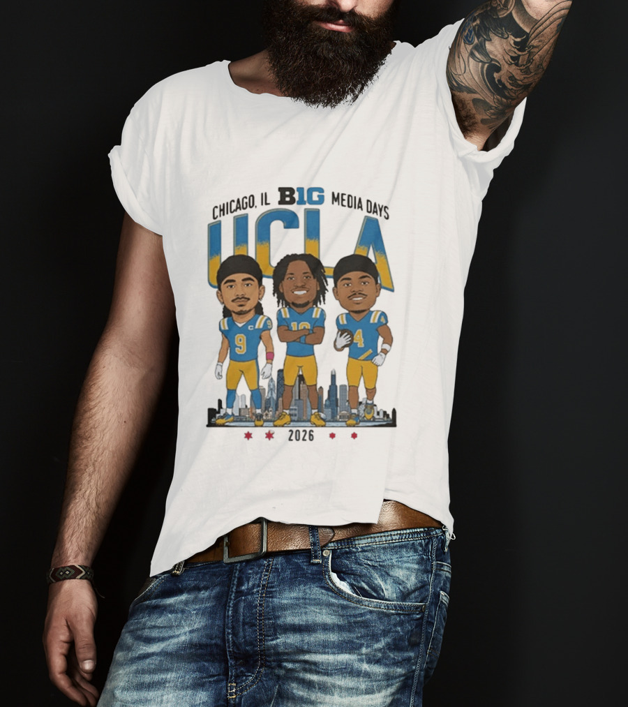 Chicago IL Big Media Days UCLA Bruins Football 2026 Player Caricature T-Shirt