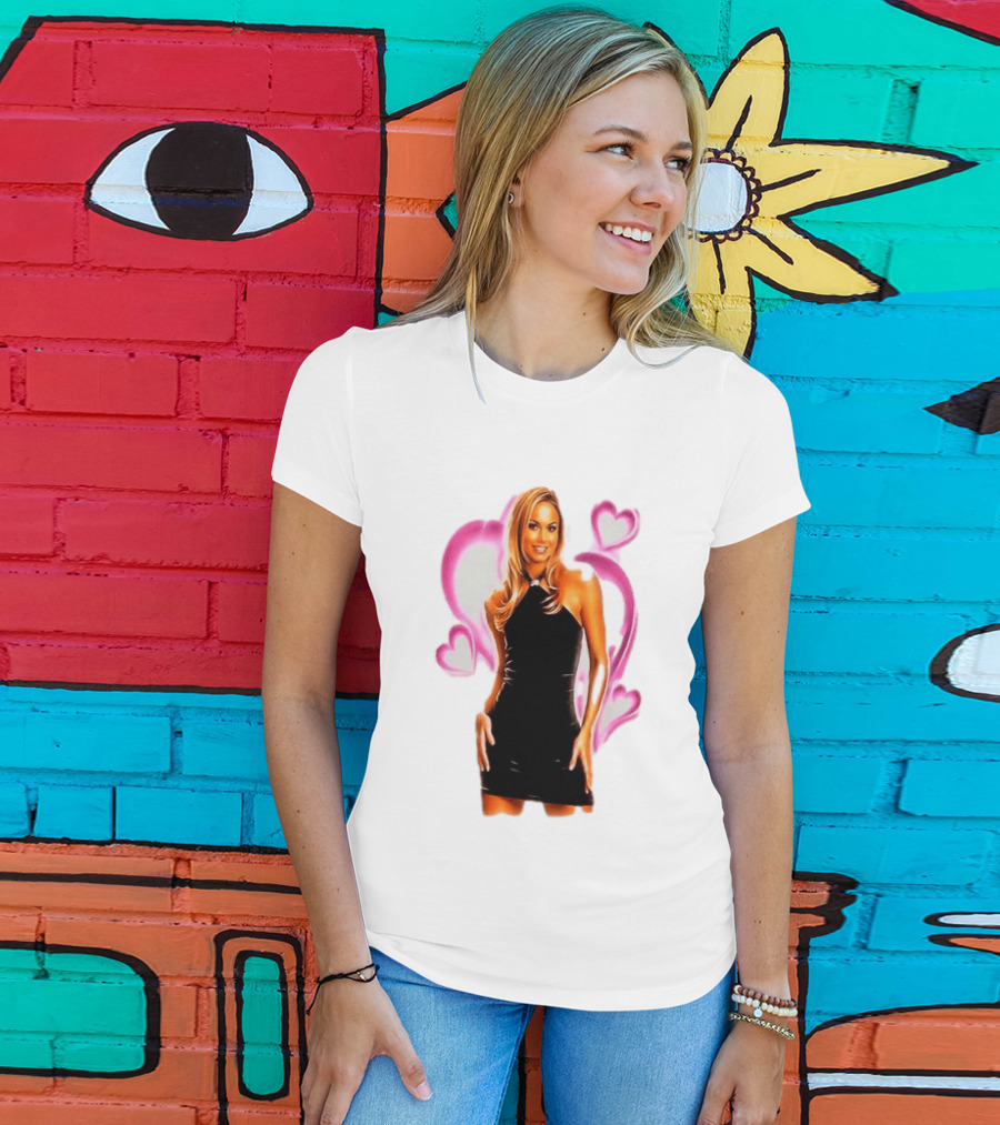 WWE Stacy Keibler Pink Hearts Glamorous Pose T-Shirt
