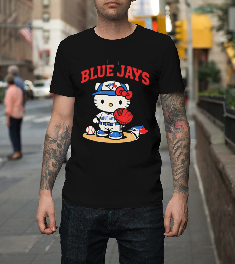 Hello Kitty Toronto Blue Jays Collaboration Baseball Cute Character Merchandise T-Shirt