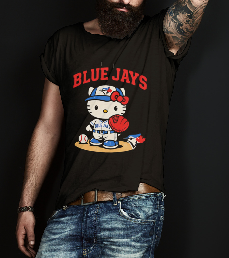 Hello Kitty Toronto Blue Jays Collaboration Baseball Cute Character Merchandise T-Shirt
