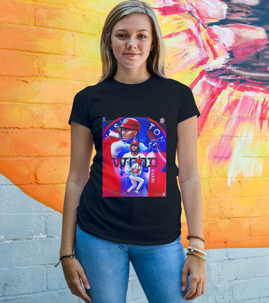 James Wood Washington Nationals .272 AVG .398 OBP 30 HR Collage T-Shirt