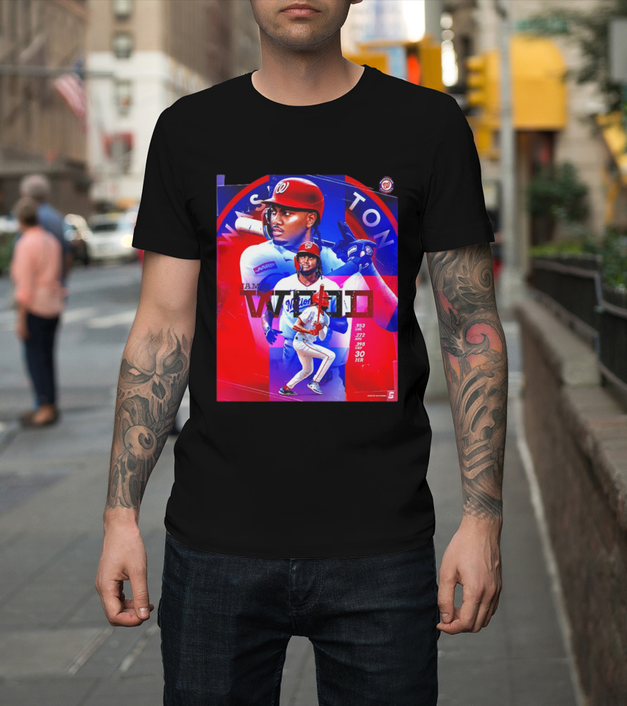 James Wood Washington Nationals .272 AVG .398 OBP 30 HR Collage T-Shirt