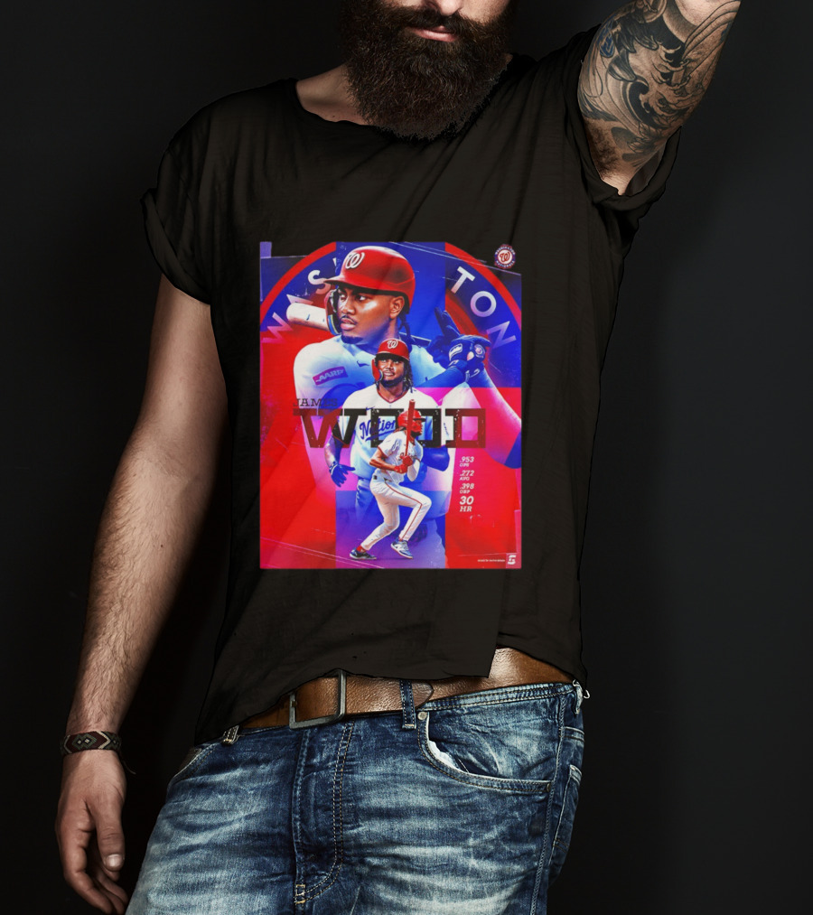 James Wood Washington Nationals .272 AVG .398 OBP 30 HR Collage T-Shirt