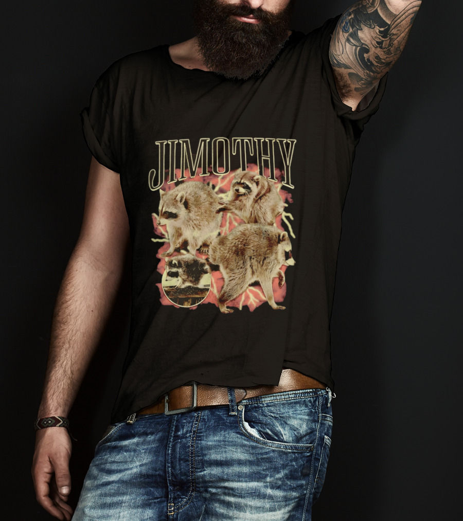 Jimothy Raccoons Retro Wildlife Montage T-Shirt