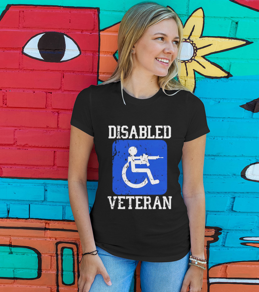 Disabled Veteran Armed Forces Distressed Military T-Shirt