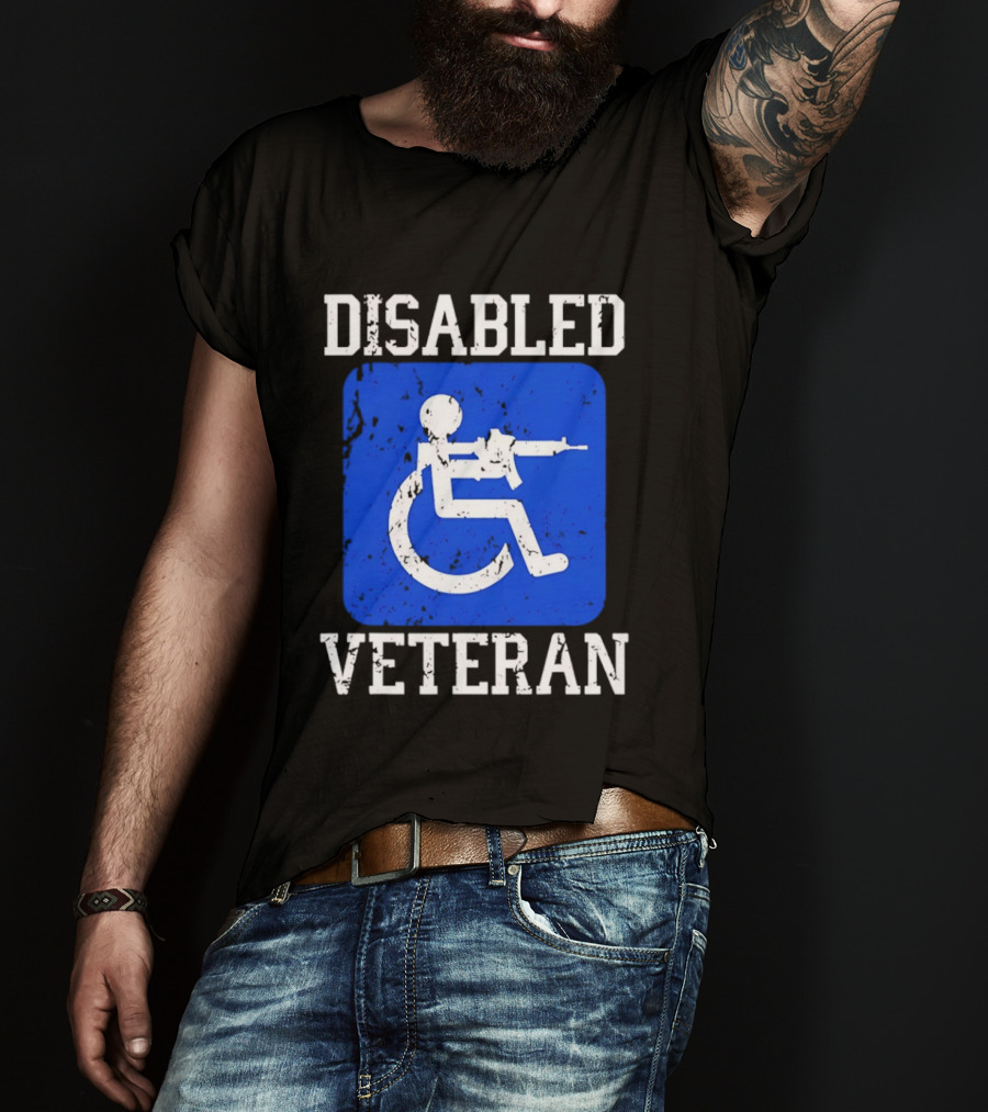 Disabled Veteran Armed Forces Distressed Military T-Shirt