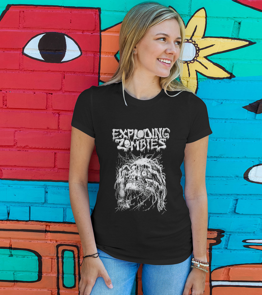 Exploding Zombies Horror Dripping Text Grunge Monster T-Shirt