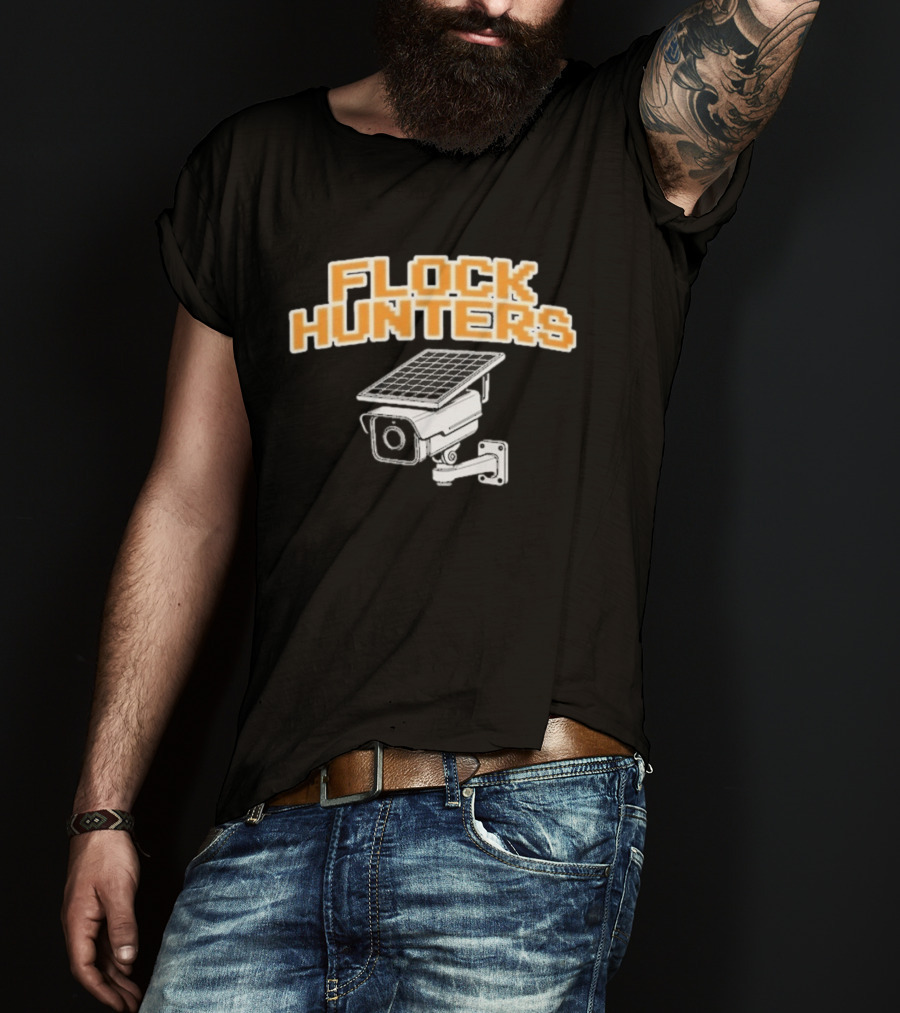 Flock Hunters Drinkin Bros Surveillance Camera Solar Panel T-Shirt