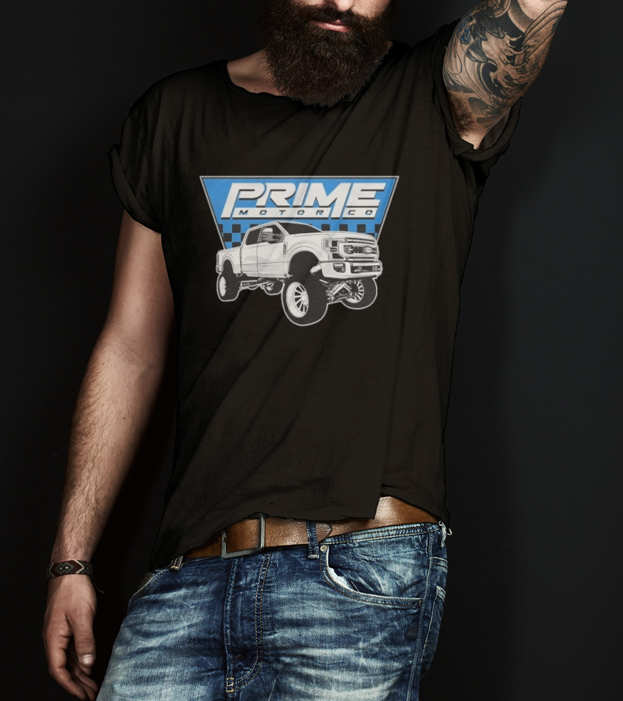 Prime Motor Co Lifted Truck Checkered Triangle T-Shirt