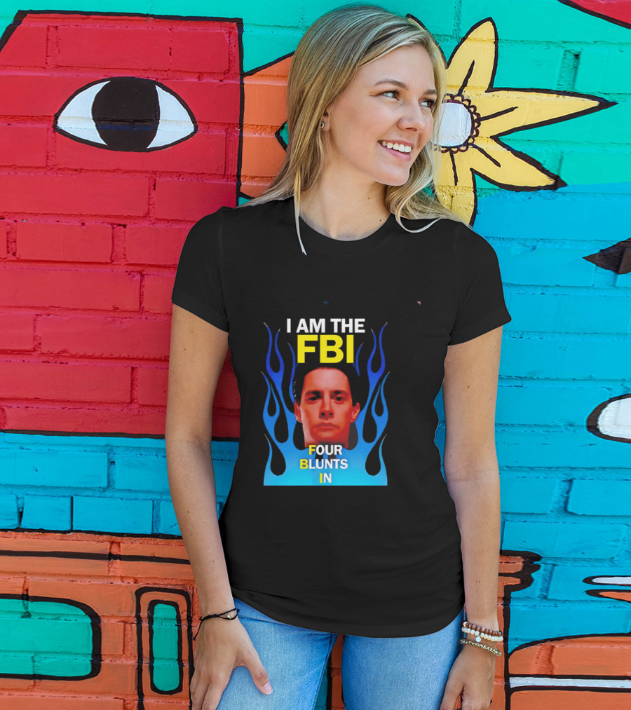 I Am The FBI Four Blunts In Special Agent Dale Cooper Blue Flame T-Shirt
