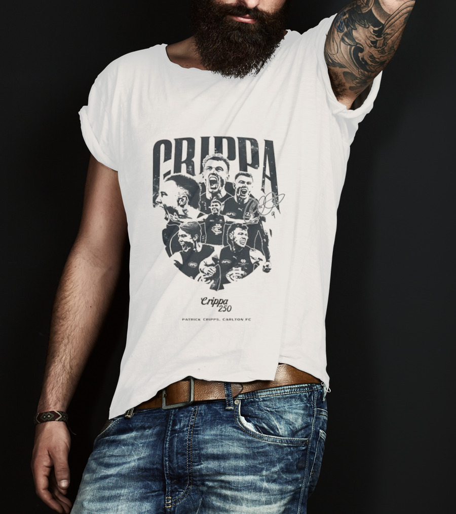 Crippa 250 Patrick Cripps Carlton FC Celebratory Milestone T-Shirt