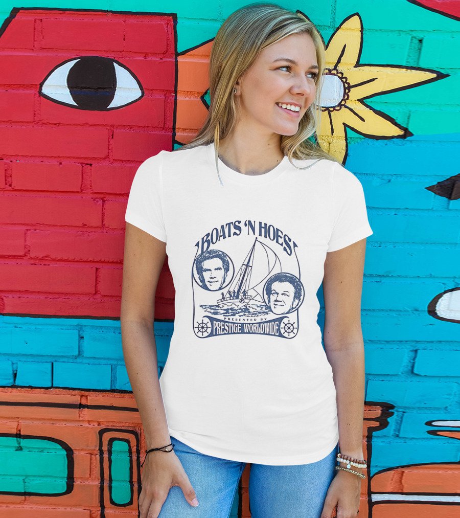 Boats 'N Hoes Presented By Prestige Worldwide Step Brothers Faces Sailboat T-Shirt