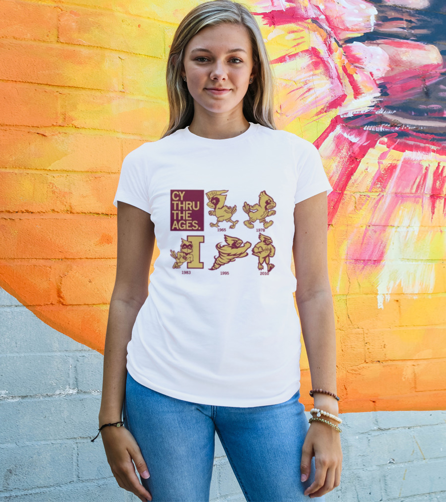 Iowa State Cyclones CY Thru The Ages Mascot Evolution Logos 1954 1972 1995 2008 T-Shirt