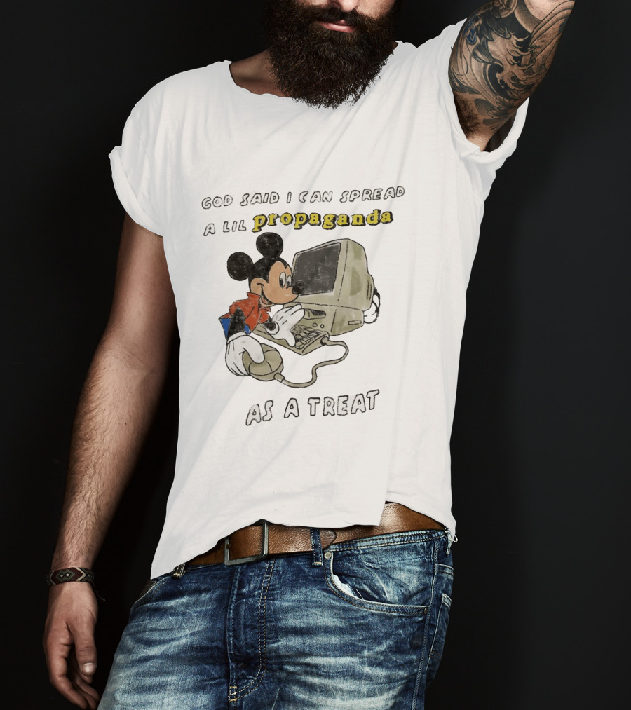 God Said I Can Spread A Lil Propaganda As A Treat Mickey Mouse Vintage Computer T-Shirt