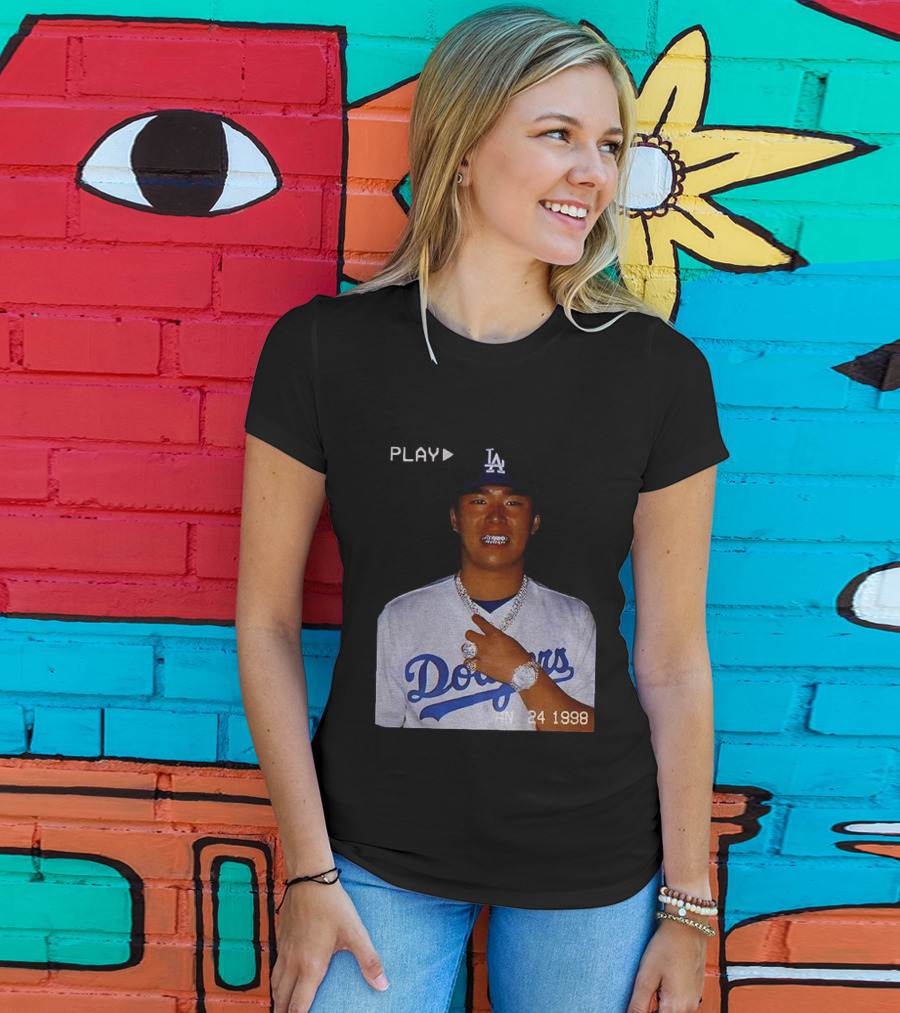 90s Yoshinobu Yamamoto Bootleg Rap Dodgers LA Jan 24 1998 T-Shirt