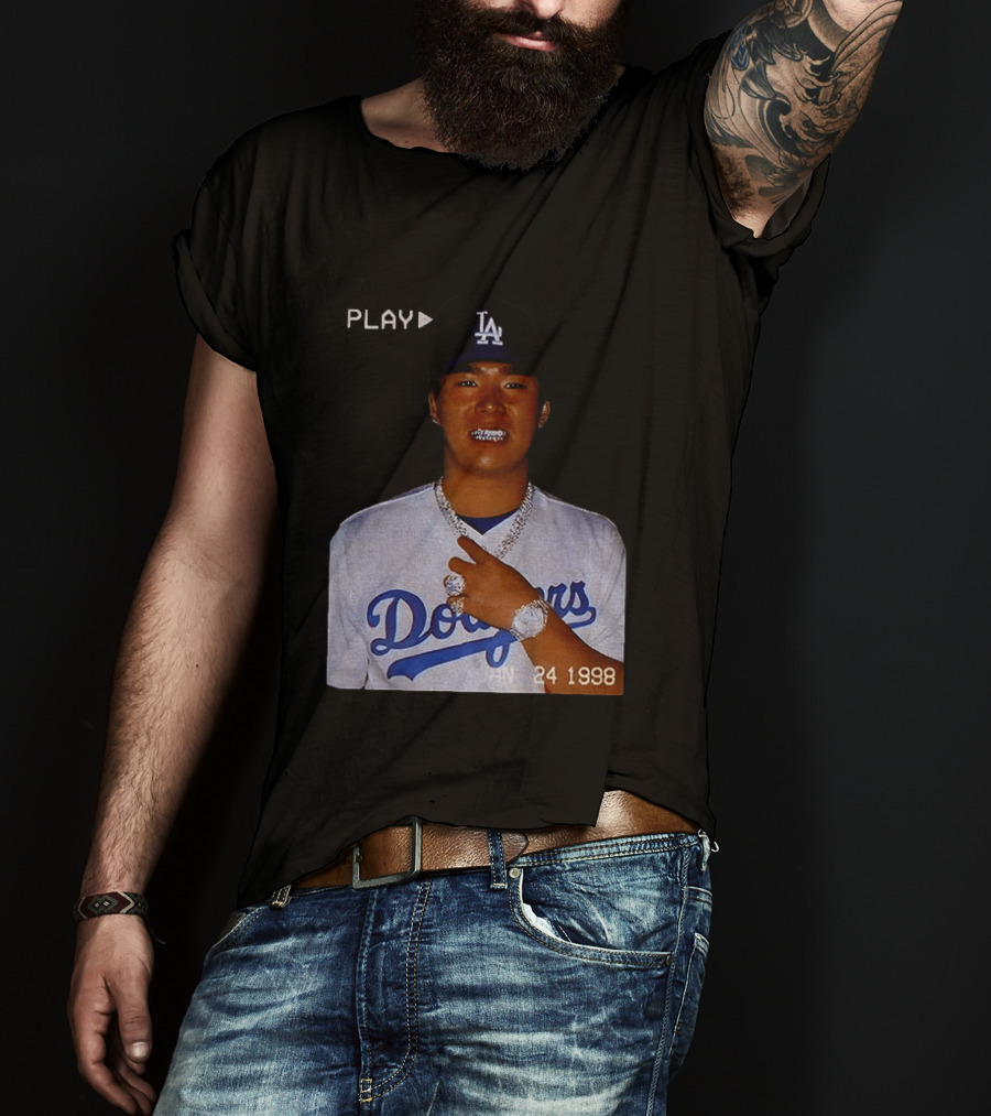 90s Yoshinobu Yamamoto Bootleg Rap Dodgers LA Jan 24 1998 T-Shirt