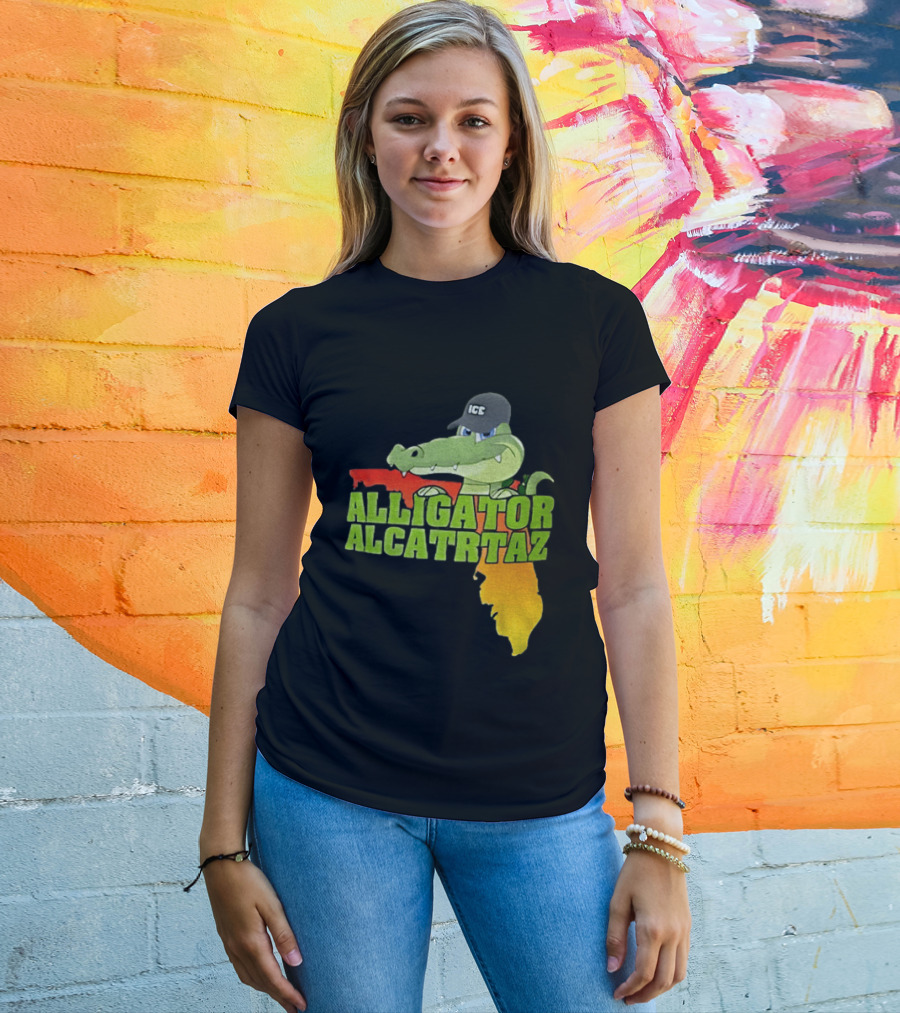 Alligator Alcatraz ICC Ice Cap Florida Map T-Shirt