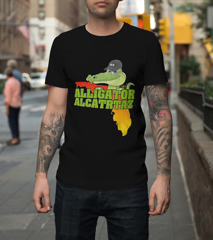 Alligator Alcatraz ICC Ice Cap Florida Map T-Shirt