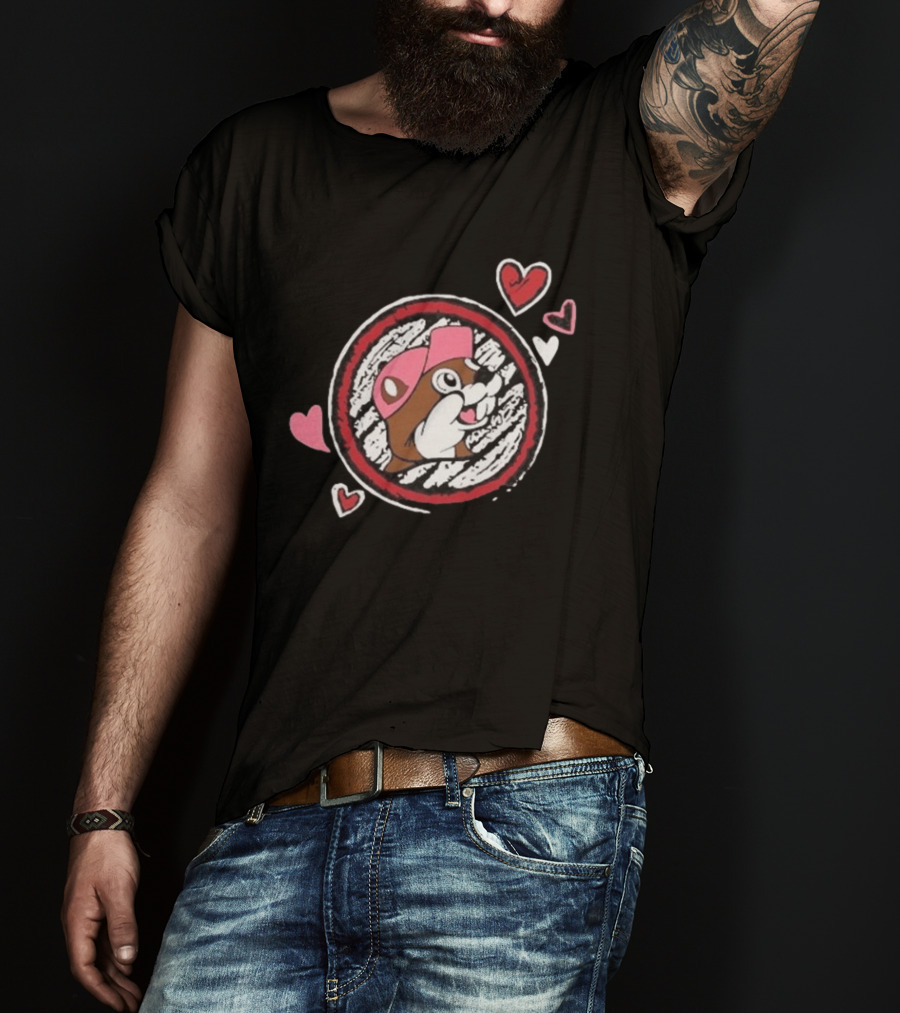Buc Ee's Valentine's Beaver With Hearts And Cap T-Shirt