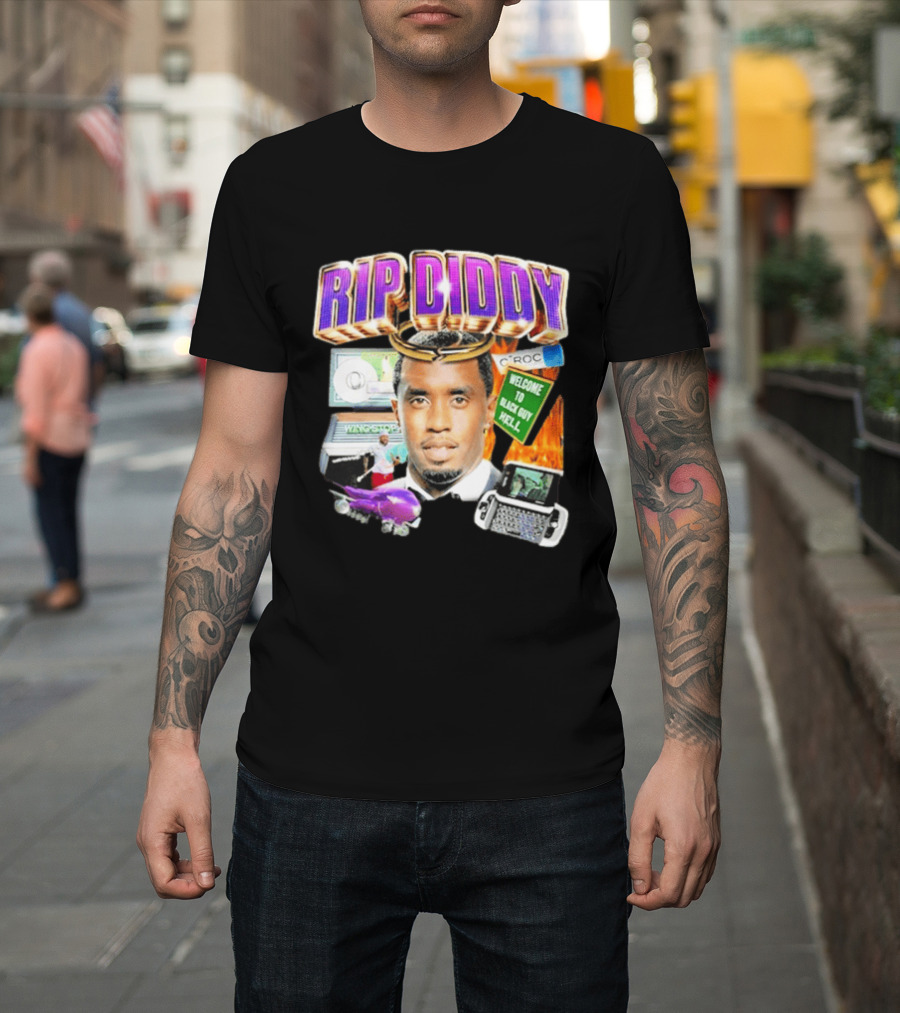 Sam Hyde Rip Diddy Welcome To Black Guy Hell Ciroc Wings 09 Typewriter T-Shirt
