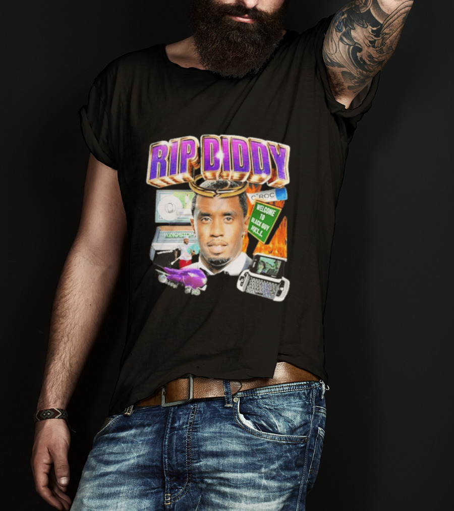 Sam Hyde Rip Diddy Welcome To Black Guy Hell Ciroc Wings 09 Typewriter T-Shirt