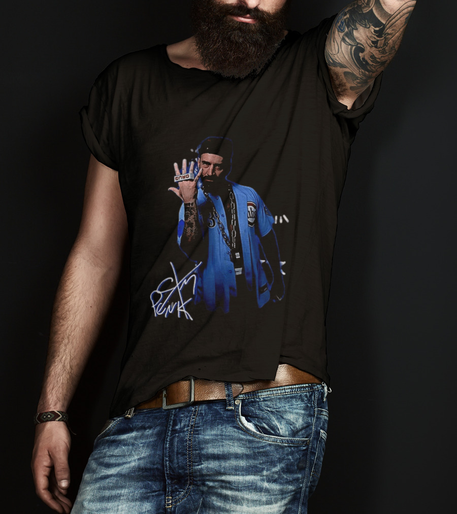 CM Punk WWE Signature Look With Chicago Baseball Jersey And Tattoos T-Shirt