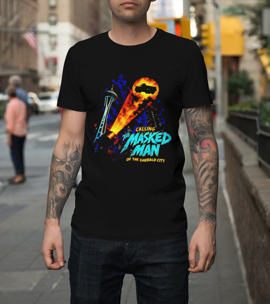 Calling The Masked Man Emerald City Space Needle T-Shirt