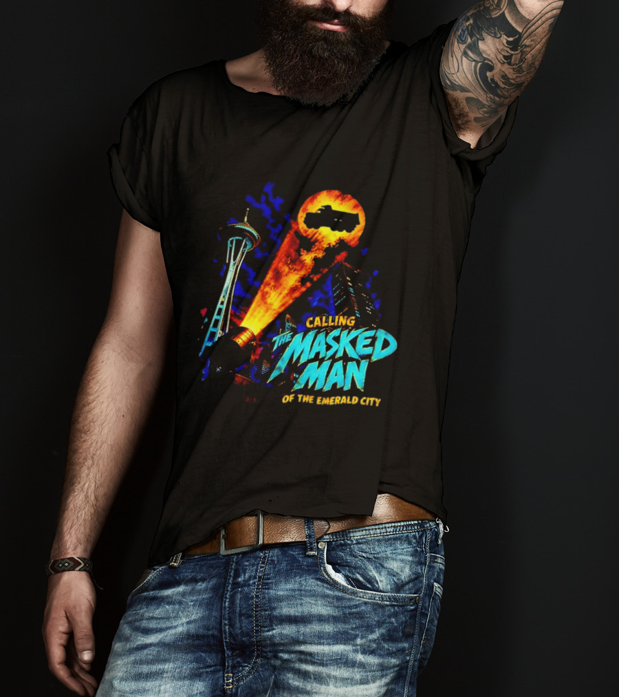 Calling The Masked Man Emerald City Space Needle T-Shirt