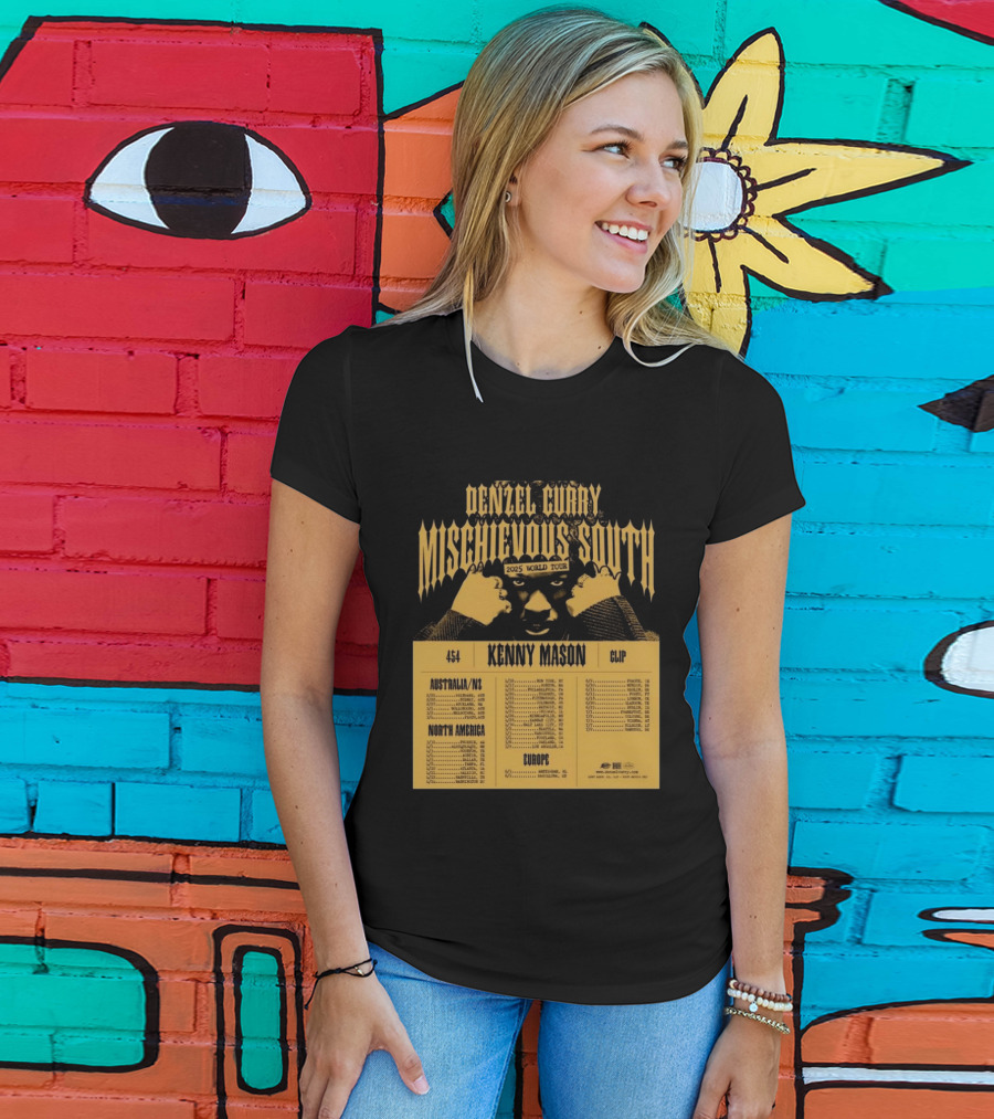 Denzel Curry Mischievous South 2025 World Tour Kenny Mason Clip 454 Australia North America Europe Dates T-Shirt