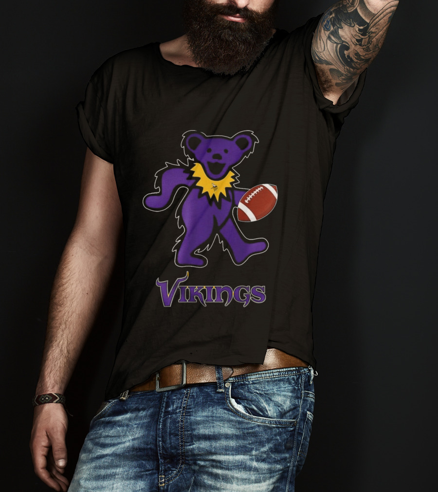 Minnesota Vikings Bear Grateful Dead Night Football 2024 T-Shirt
