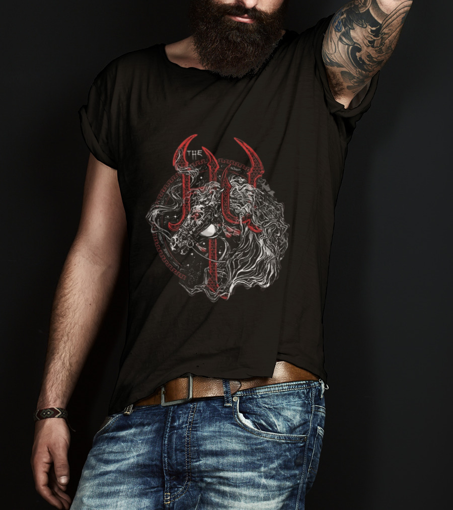 The Hu Mongolian Horse Charcoal Mythical Beast Symbolism T-Shirt