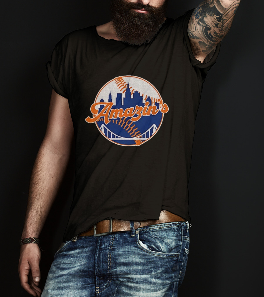 New York Mets Amazin's Skyline Baseball Bridge T-Shirt