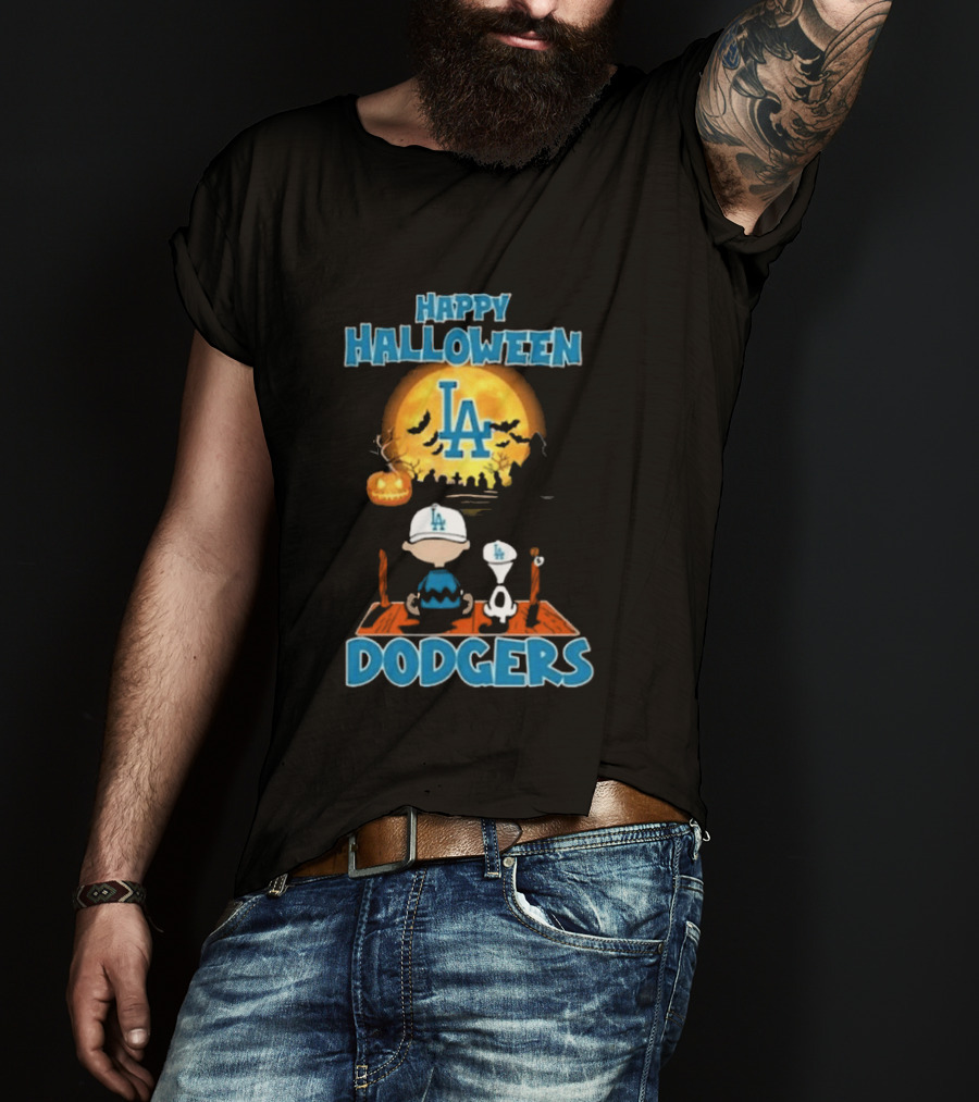 Happy Halloween Los Angeles Dodgers Peanuts Snoopy Charlie Brown T-Shirt