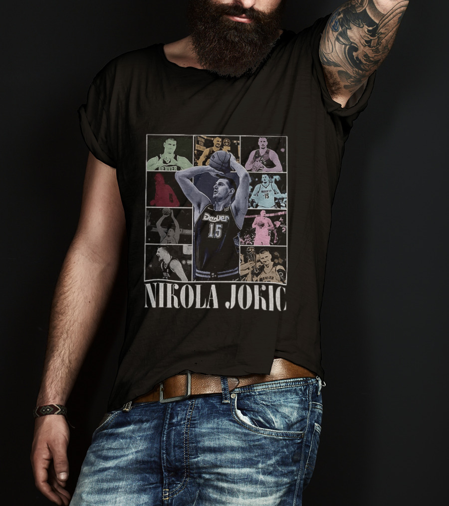 Nikola Jokic Denver Nuggets Basketball Collage T-Shirt