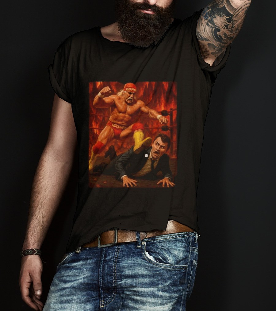 Hulk Hogan Hulkamania Vs Charlie Kirk Wrestling Meme Image T-Shirt