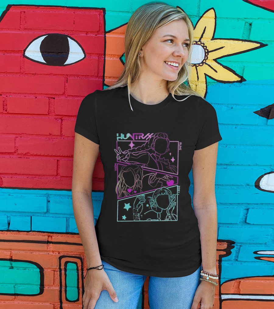 Huntrix Girls Kpop Demon Hunters Neon Manga T-Shirt