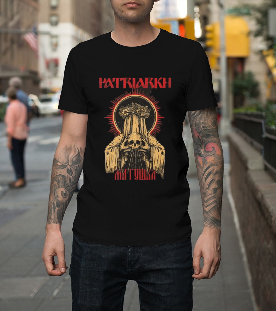 Patriarkh Matushka Skeleton Halo Floral Hooded Figure T-Shirt