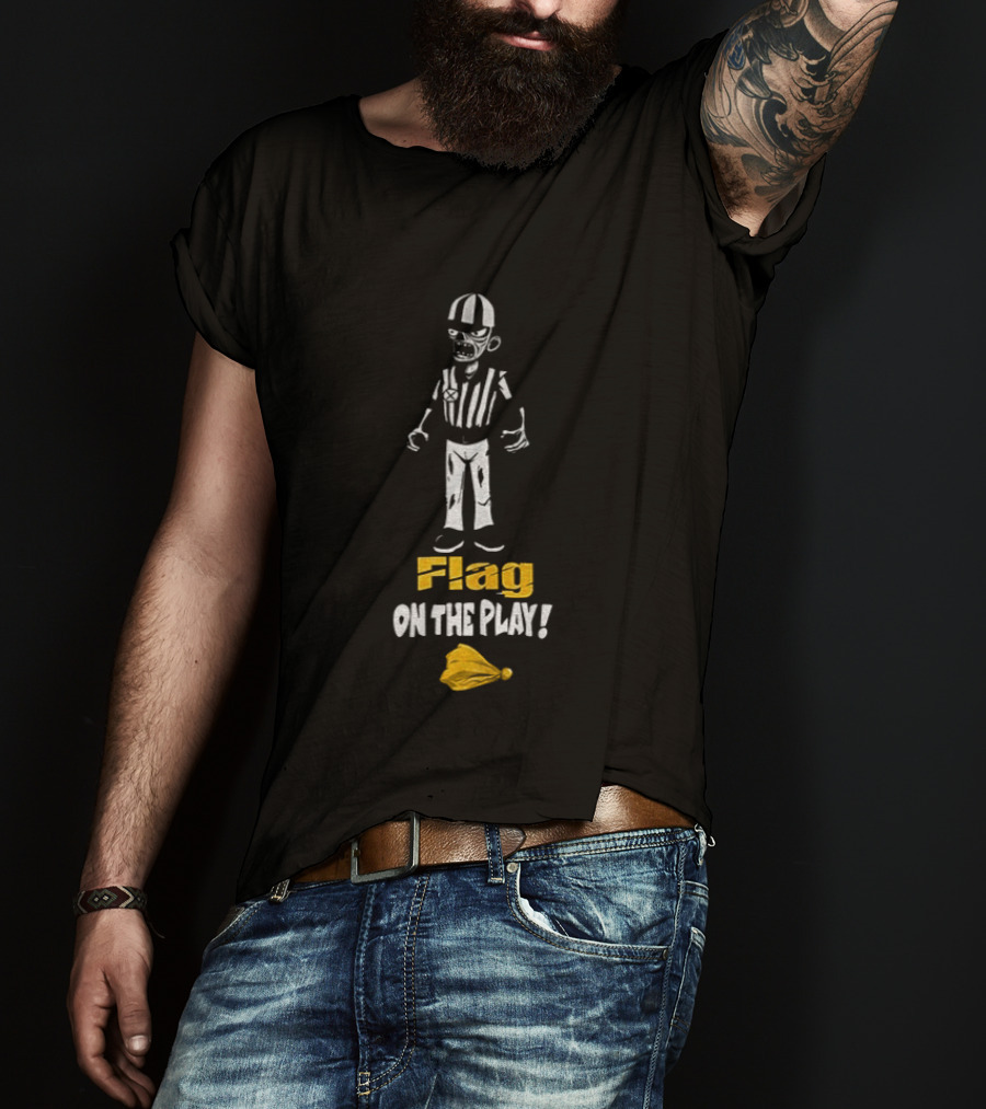 Zombie Referee Flag On The Play Halloween Humor T-Shirt