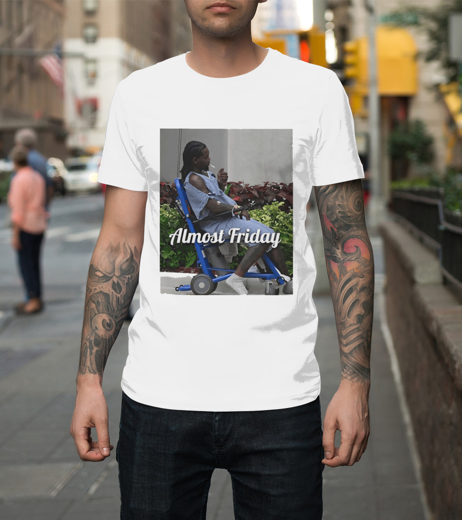 Almost Friday Offset Cigarette Wheelchair Vibes T-Shirt