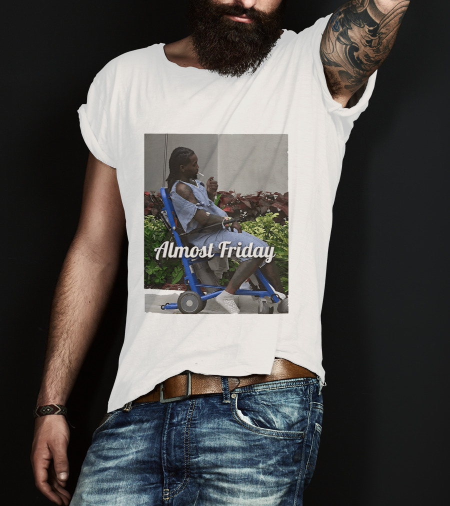 Almost Friday Offset Cigarette Wheelchair Vibes T-Shirt