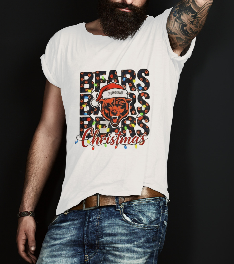 Bears Christmas Bear Santa Claus Chicago Bears Football T-Shirt