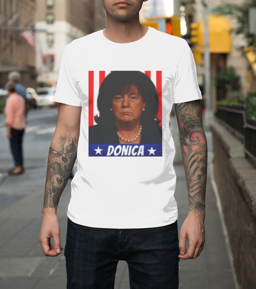 Donica Lewinsky 2025 Campaign Style Stars Red Stripes T-Shirt